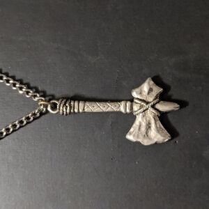 Pewter Axe Tomahawk Pendant Statement Necklace